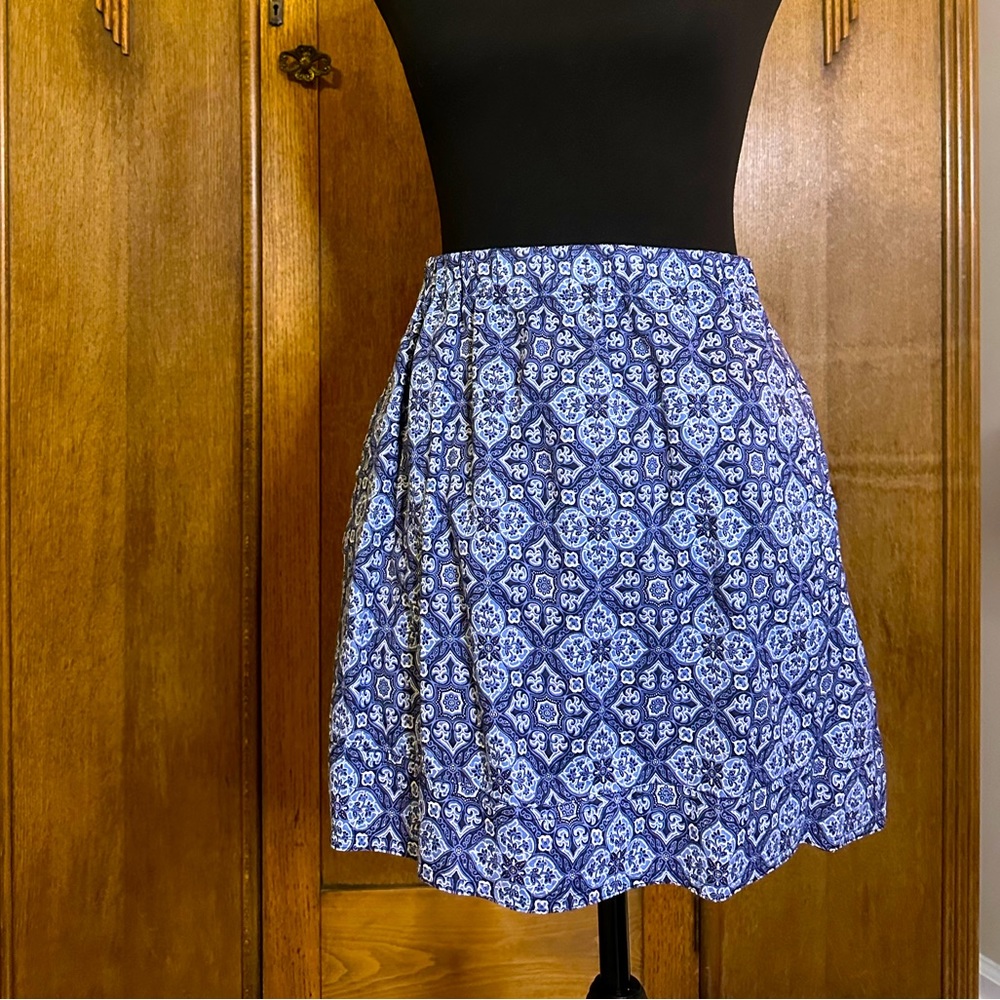 J. Crew Factory skirt with pockets in blue print